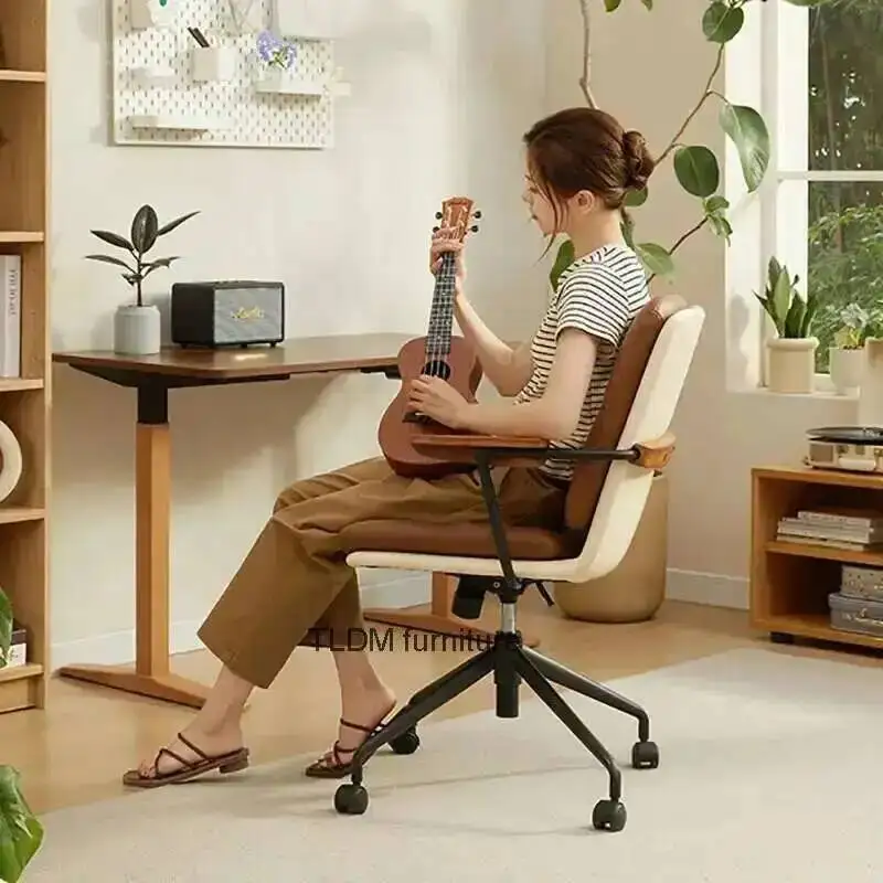 

Retro Home Chair Backrest Leisure Office Computer Chairs Modern Office Furniture Bedroom Gaming Chair Lifting Swivel Desk Chair