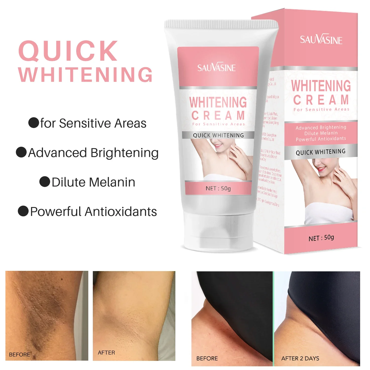 Body Whitening Cream Underarm Whitening Mousse Eliminate Dark Dull Skin Brighten Skin Color Safe and Non-Stimulant Body Care