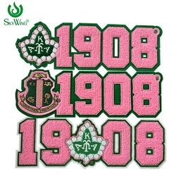 Chenille 1908 Iron on Patch for Hoodies, Ivy, Pretty Girls, DIY Gifts, Pink and Green, AKA Sorority, Alpha Kappa Alpha, 11