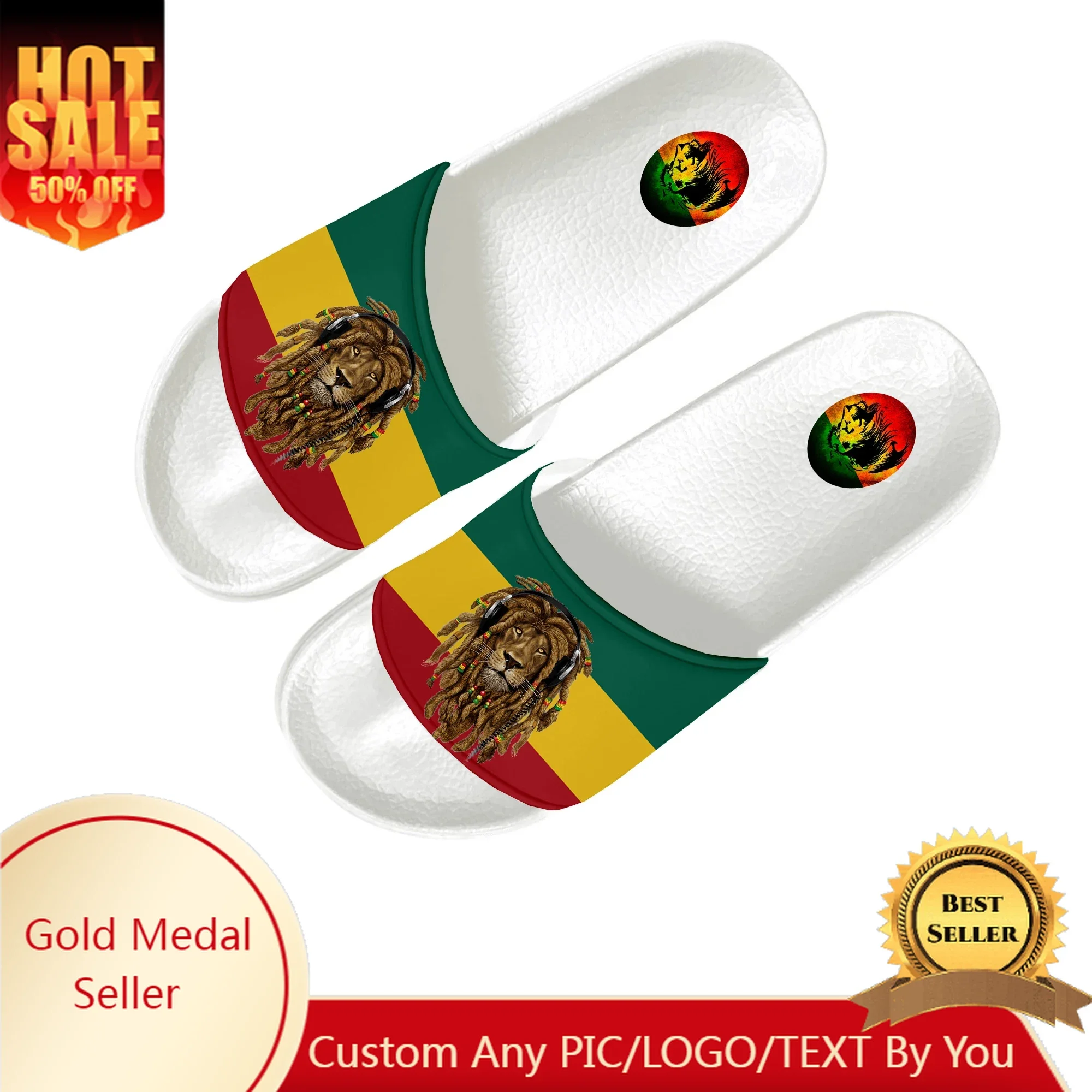 Reggae Rastafarian Rasta Rastafari Lion Of Judah Slippers Home Water Shoes Men Women Teenagers Custom Summer Slipper