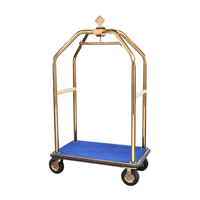 Hot sale hotel stainless steel birdcage shape 4 wheeled cart luggage tolley