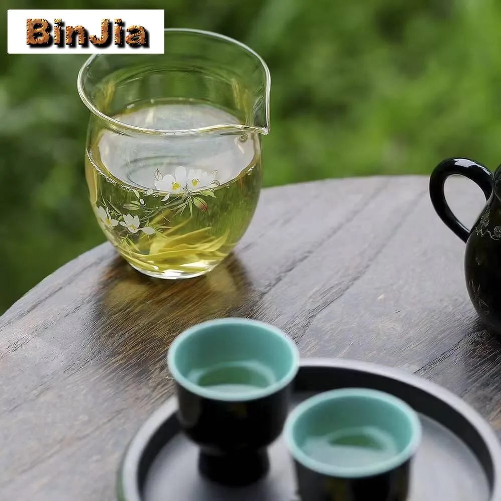 زهرة صغيرة الفن مقاومة للحرارة إبريق الشاي الزجاجي الجمالية معرض كوب تخدم تشا هاي القهوة العدالة اكسسوارات الشاي