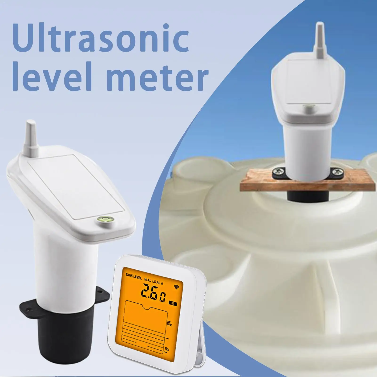 Monitor de nivel de tanque de agua, Detector ultrasónico de indicador de nivel de agua, pantalla Digital, medidor multifuncional para tanque de capacidad de calibre