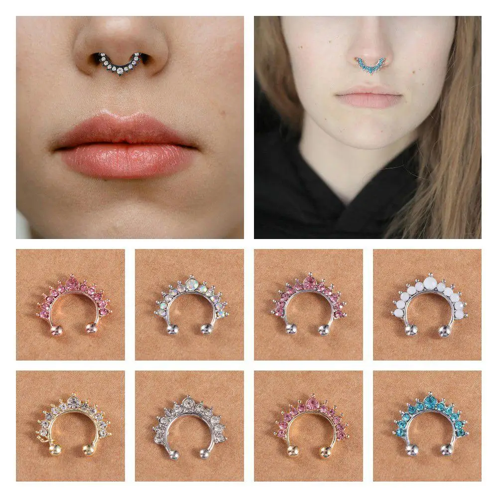 Cool Trendy Metal Geometric Punk U Shape Body Jewelry Bear Nose Cuff Fake Nose Ring Nose Stud