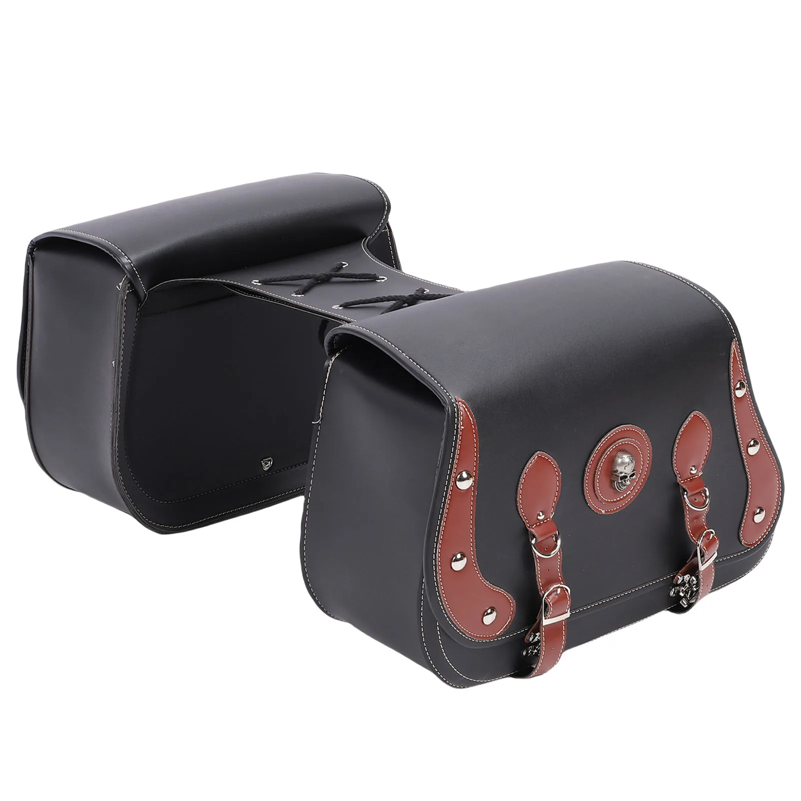 Motorcycle Saddlebag 30L - Large Capacity Multifunctional Rain Proof PU Leather Side Luggage Bag Universal Fit