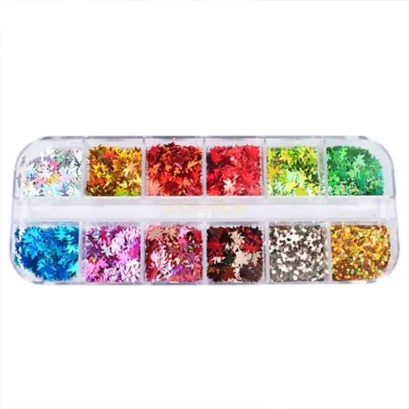 31BF 12 Grids/Box Stars Fluorescent Sequins Glitter Flakes Filling