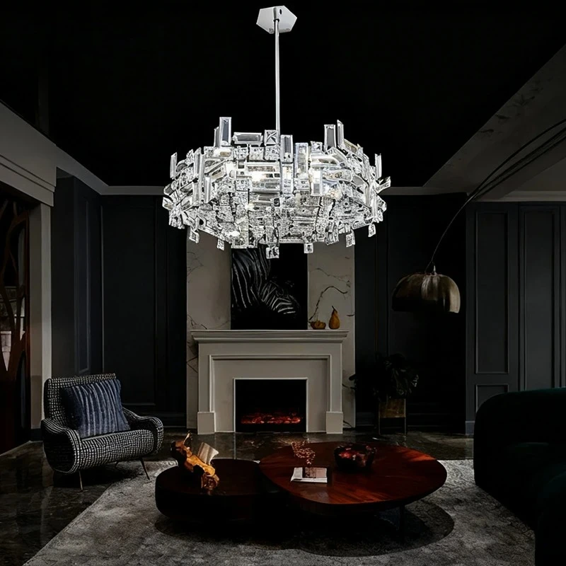 Luxury Crystal LED Chandelier, Modern Oval Round Pendant Light for Dining Room Home Decor