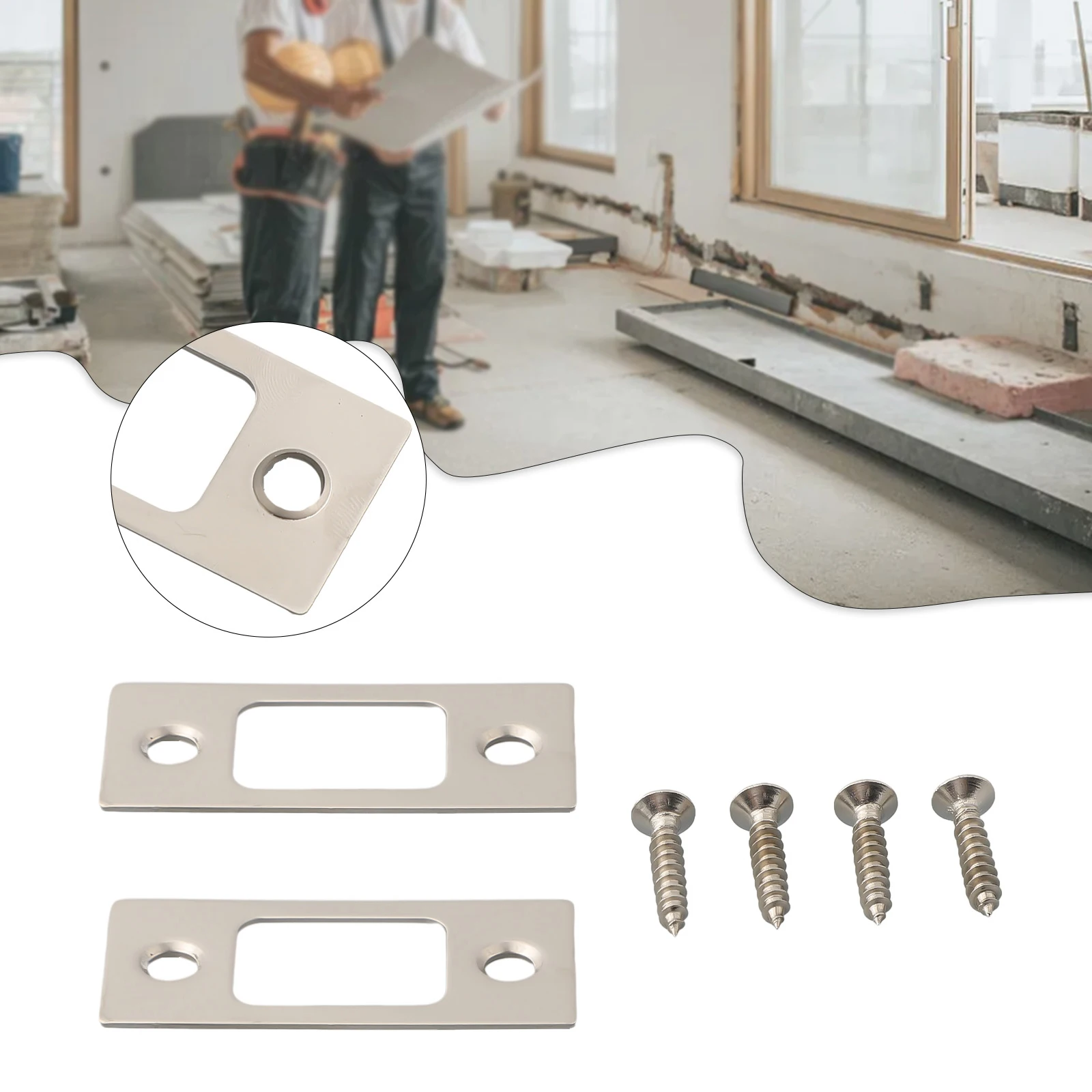 Simple and Quick Setup 2 pack Door Backplate Stainless Steel Lock Deadbolt Strike Plates for Easy Installation