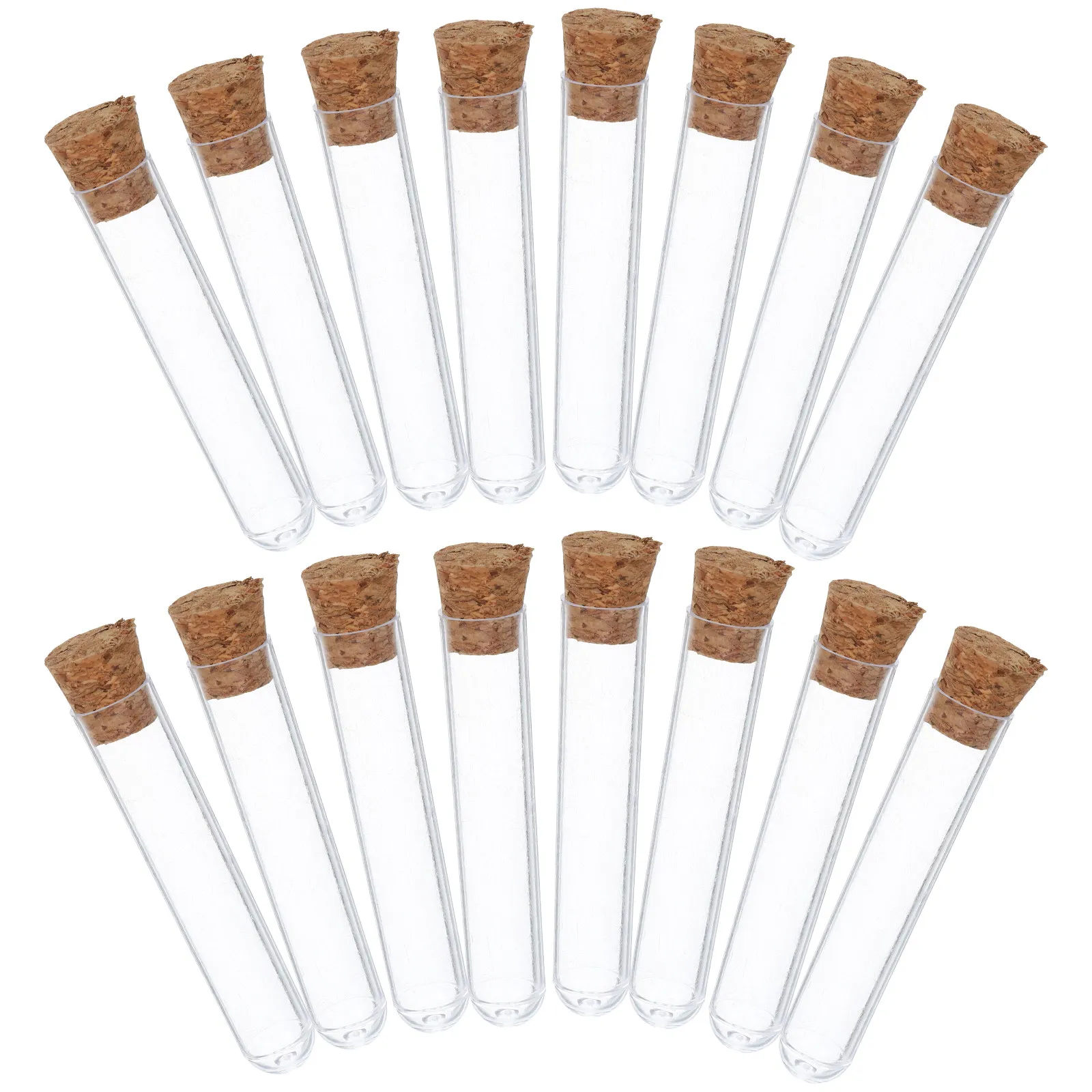 20Pcs Clear Plastic Test Tubes with Cork Stoppers for Plant Propagation Scientific Lab Experiments Liquid Sample Storage Beads