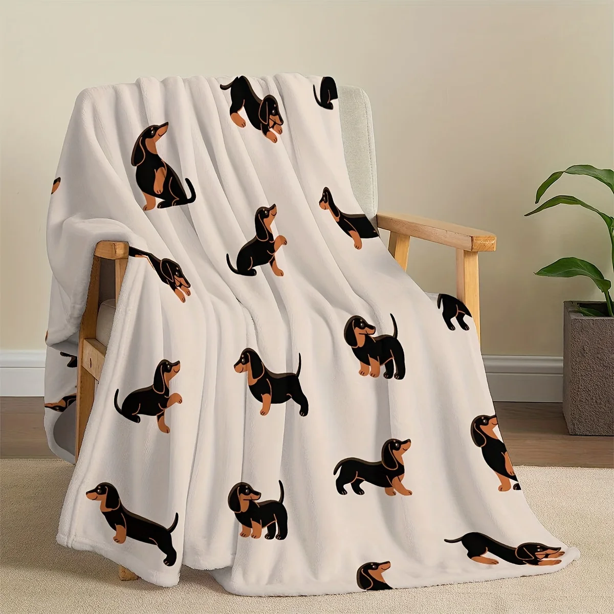 1 manta con patrón de perro salchicha, manta para siesta en la oficina del coche, manta cálida para compañero de mascotas, regalo de cumpleaños y Navidad