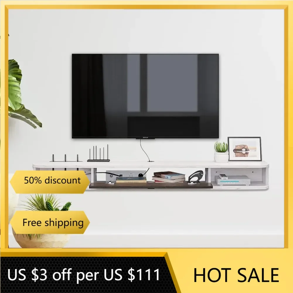 Floating TV Console Tv Stand Living Room Furniture 47'' Wall-Mounted Media Console Home