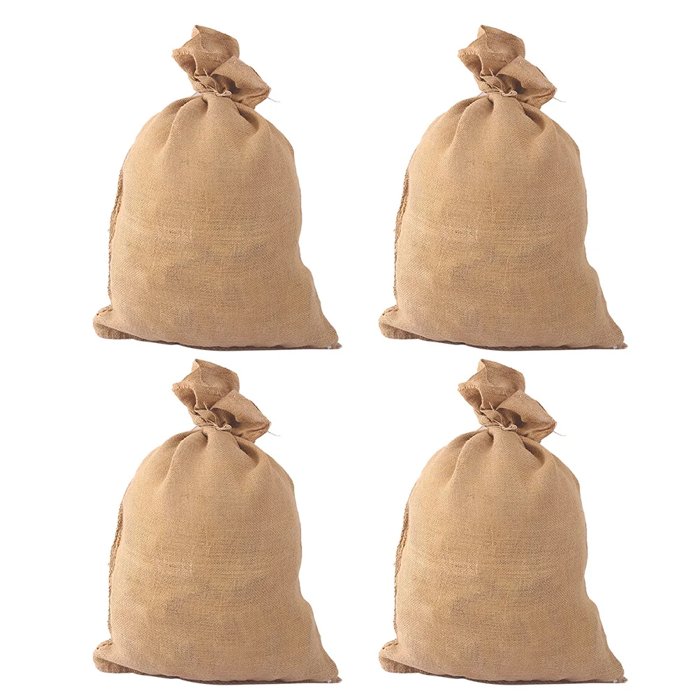 4 Stück Hochwasserschutzbeutel, Jute-Sackleinen-Sandsack für Kartoffelaufbewahrung, robuster Transport, Gemüsesack, Gartenarbeit, Außenbereich