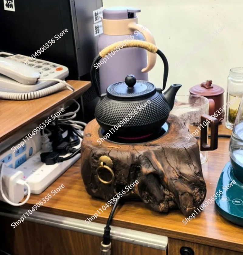 Tree Stump Shaped Electric Cooktop, Japanese Vintage Wood Stove, Silent Outdoor & Home Teapot Water Boiler