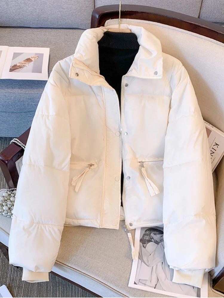 Thick Hooded Sustans Solid Office Lady Zipper Parkas Winter Korean Style  Casual Autumn Clothes Cute Women New In Puffer Jacket