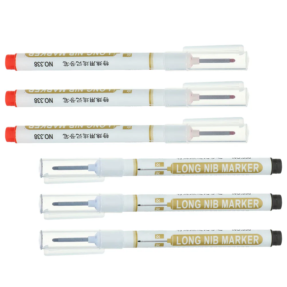 6 قطعة أقلام تحديد بفتحة عميقة تعتمد على الزيت للبناء قلم تحديد الحبر الدقيق قلم نجار النجارة الممتد #1