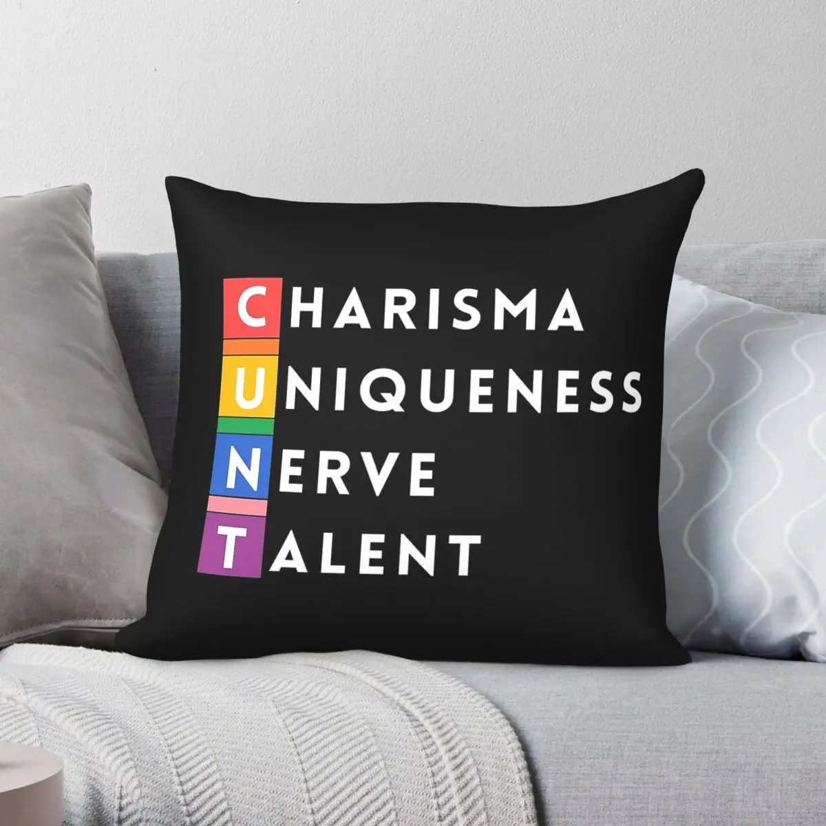 Charisma Uniqueness Nerve Talent Square Pillowcase Polyester Linen Velvet Pattern Zip Decor Sofa Cushion Case