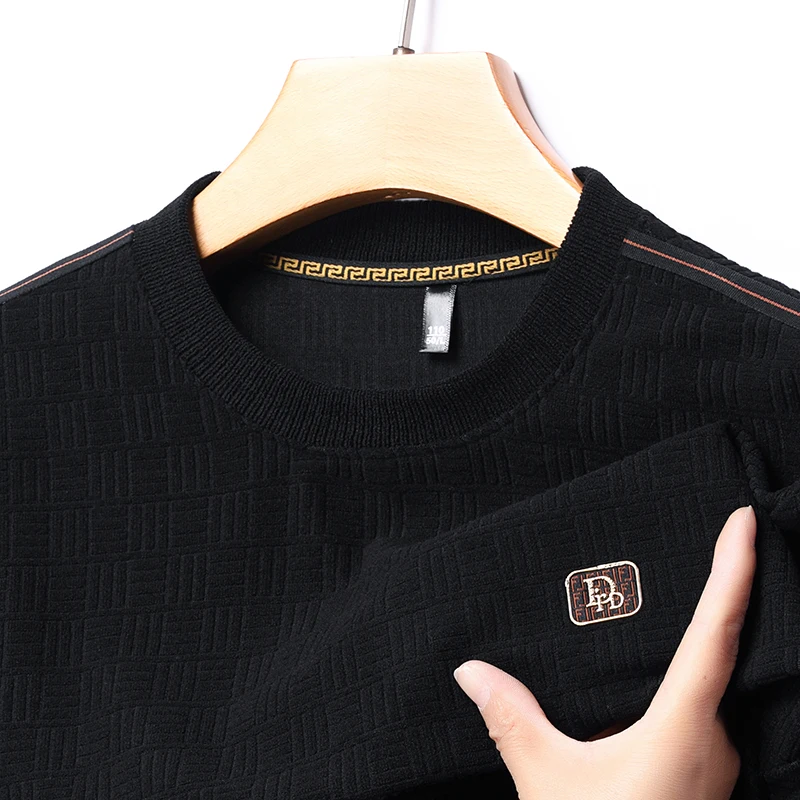 

High-grade Quality Men's T-shirt Autumn New O-Neck Letter Printing Long Sleeve British Business Fashion Trend Casual Men's Wear