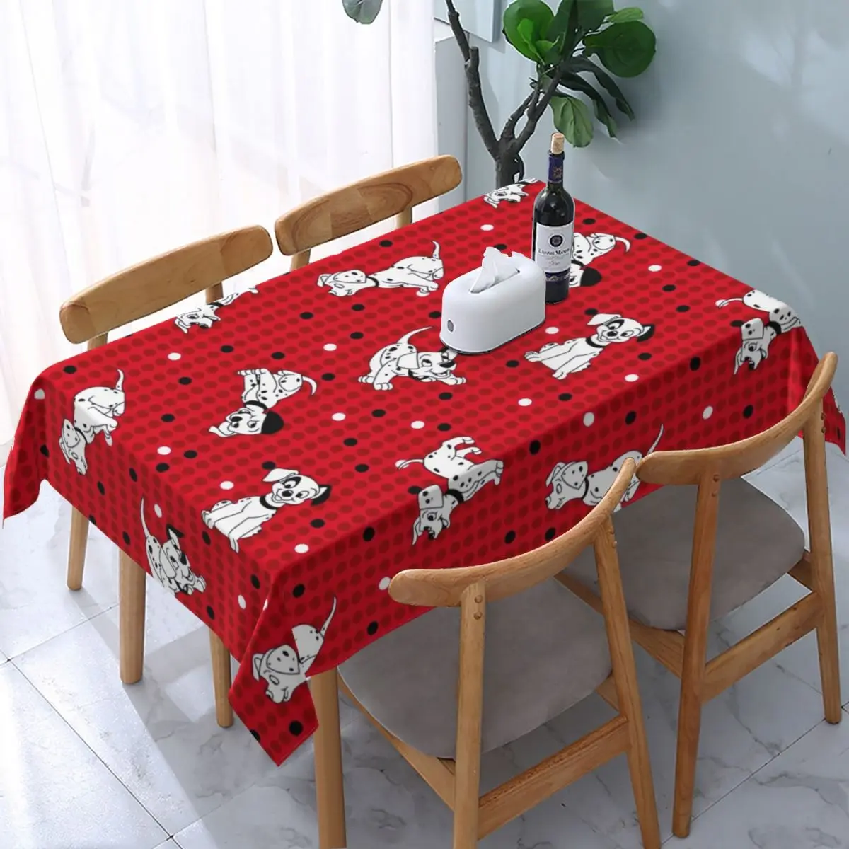 

Rectangular Disney One Hundred And One 101 Dalmatians Tablecloth Fit 45"-50" Elastic Edge Table Cloth Animated Films Table Cover