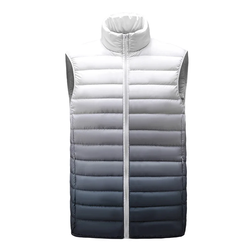 Men\'s Sleeveless Down Jacket 2023 Spring and Autumn New Men Fashion Gradient Color 90% White Duck Casual Puffer Vest