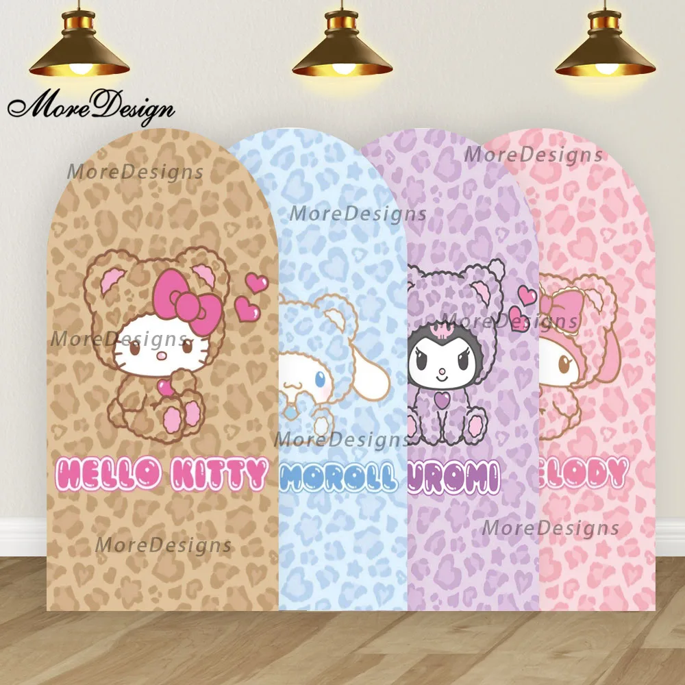 

Hello Kitty Leopard Arch Backdrop Covers Melody Kuromi Cinnamoroll Baby Shower Girls Party Arched Covers Double-sided Props