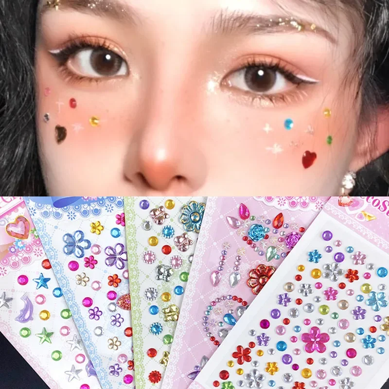 

Temporary Tattoo Party Rhinestone Facial Eyebrow Sticker Eye Sticker Forehead Face Sticker Acrylic Gem Children's Sticker Toys
