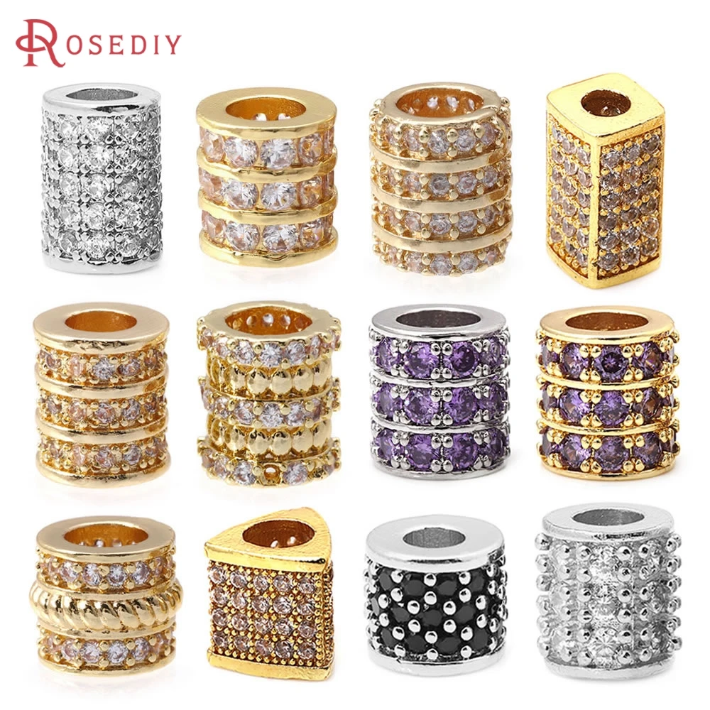 18K Gold Color Brass Zircon Cylinder Spacer Beads Bracelets Beads Diy Jewelry Accessories Making Rosediy Official Website