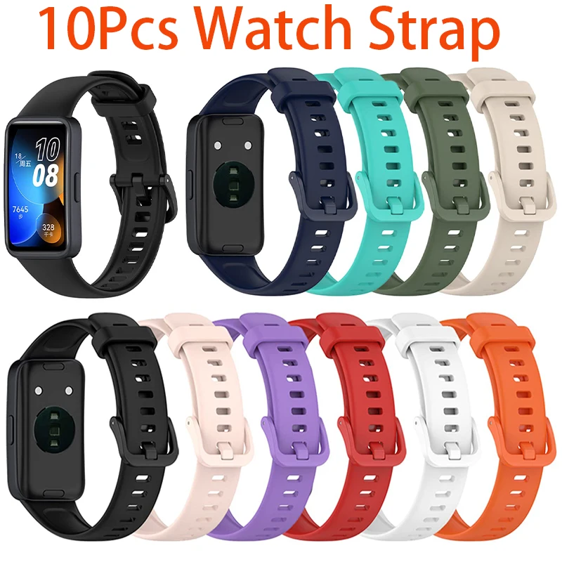 10Pcs Watchbands For Huawei Band 8 Replacement Wristband Soft Silicone Bands Sport Bracelet On Smart Band8 Watch Strap