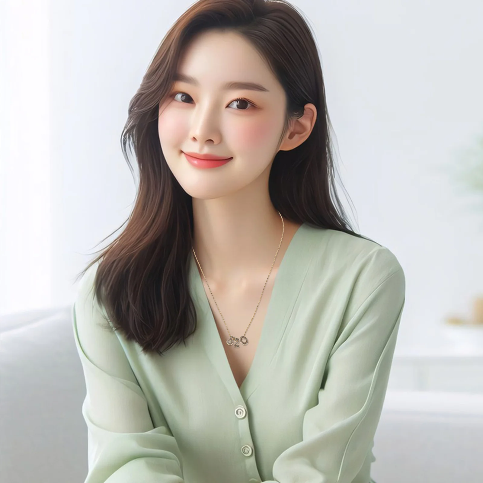 

Minimalist Pendant Necklace Large 520 Number Design For Couples Best Friends Elegant Collarbone Chain Birthday Christmas