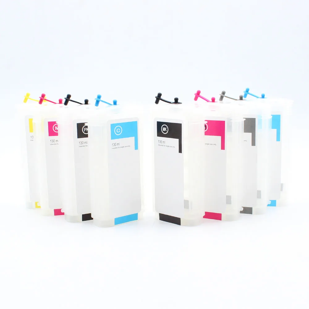 8 Color 130ml refillable Ink cartridge NO Chip for HP 70 HP70 for hp Designjet 2100 5200 Z2100 Z5200 printer Without Chip