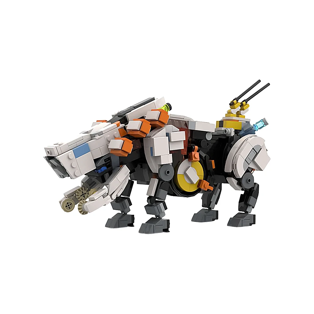 MOC  Behemoth from Horizon Model Building Blocks Game Fighting Mechanical Monsters Extendable Nose Stitch Blocks Toys Kids Gift