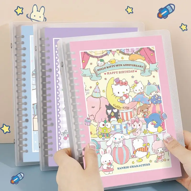 Sanrio Cinnamoroll Notebook Kawaii Hello Kitty Loose Leaf Book Cute Anime Kuromi Pochacco Detachable Journal Book Gift for Kids