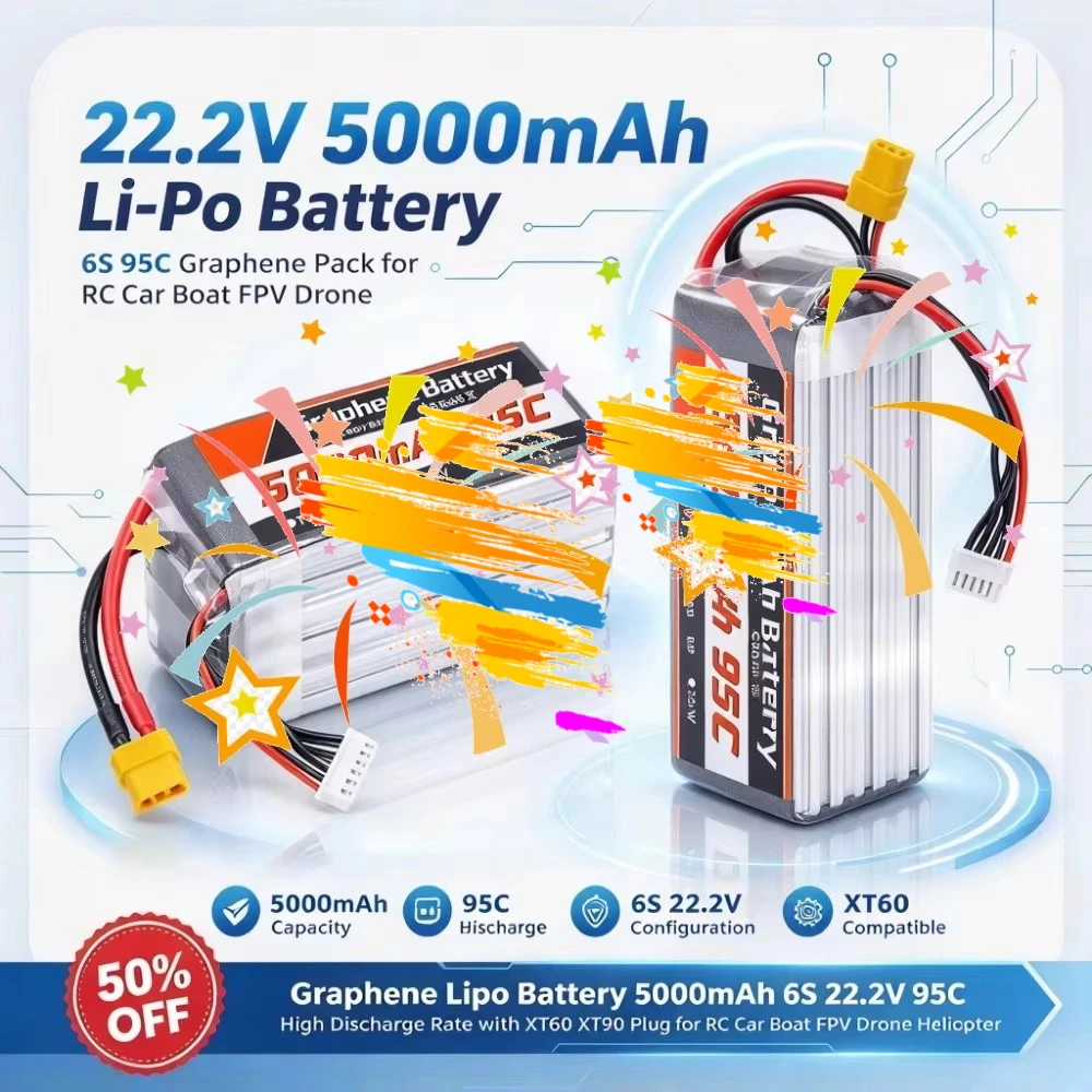 6S Lipo Battery 22.2V 5000Mah - Akumulator LiPo 5000 mAh, 6S, 22,2