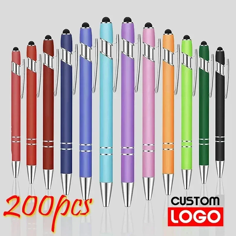 200 Pcs Metal Capacitive Universal Touch Screen Stylus Ballpoint Pen Writing Stationery Office Advertising Gift Free Custom Logo