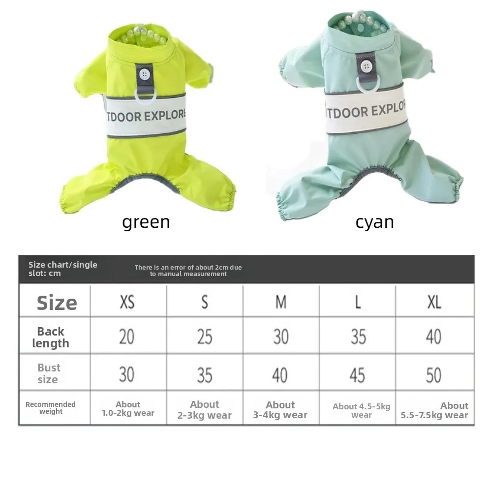 Manteau imperméable coupe-vent pour chiens, bretelles réglables avec anneau en D, couverture complète, antisalissure, manteau imperméable pour animaux de compagnie, temps de pluie