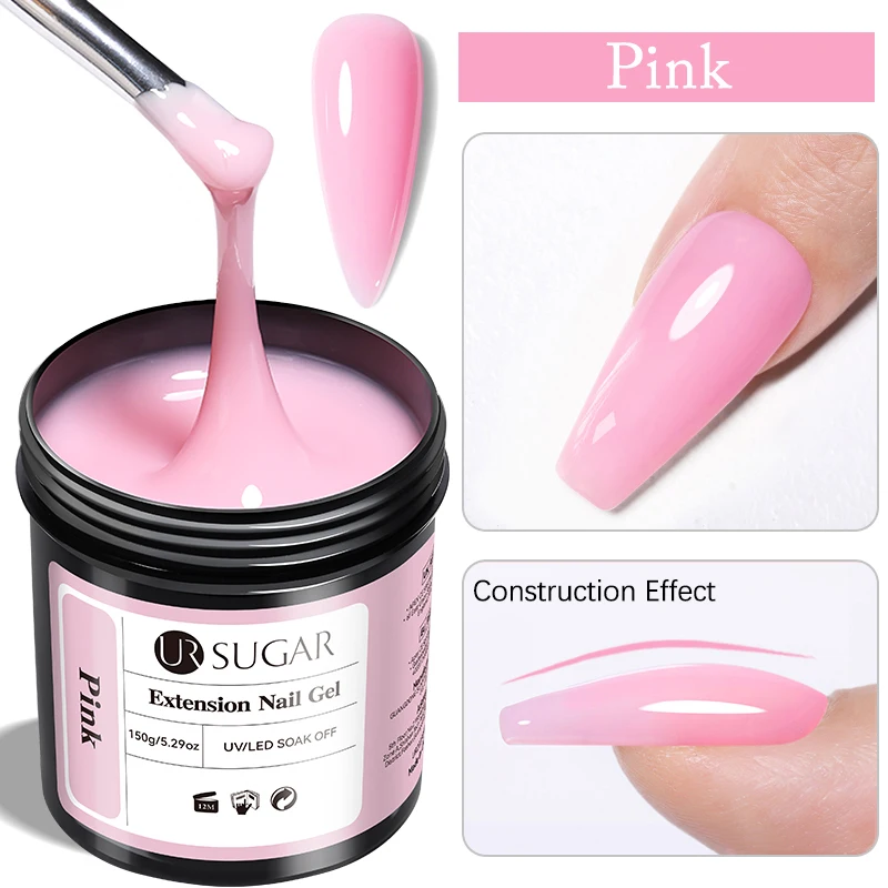 UR Sugar 150g Schnellverlängerungs-Nagelgel UV LED Aushärtbares Aufbaugel Acryl French Nail Art Semi-Permanent Abziehbarer Gel-Lack