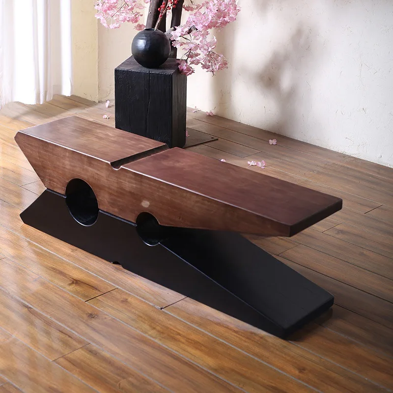 Log design color matching retro strip stool art clip B & B hotel wooden pier whole wood shoe changing stool new