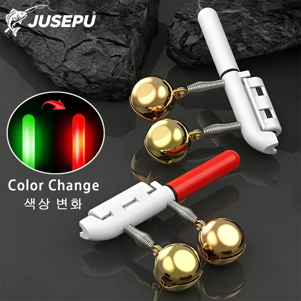 Luz LED para la Punta de la Caña de Pescar, Alarma de Picada con Doble Campana, Indicador de Pesca Nocturna con Cambio de Color, Lámpara para Caña de Mar, Accesorio para Pesca de Carpa