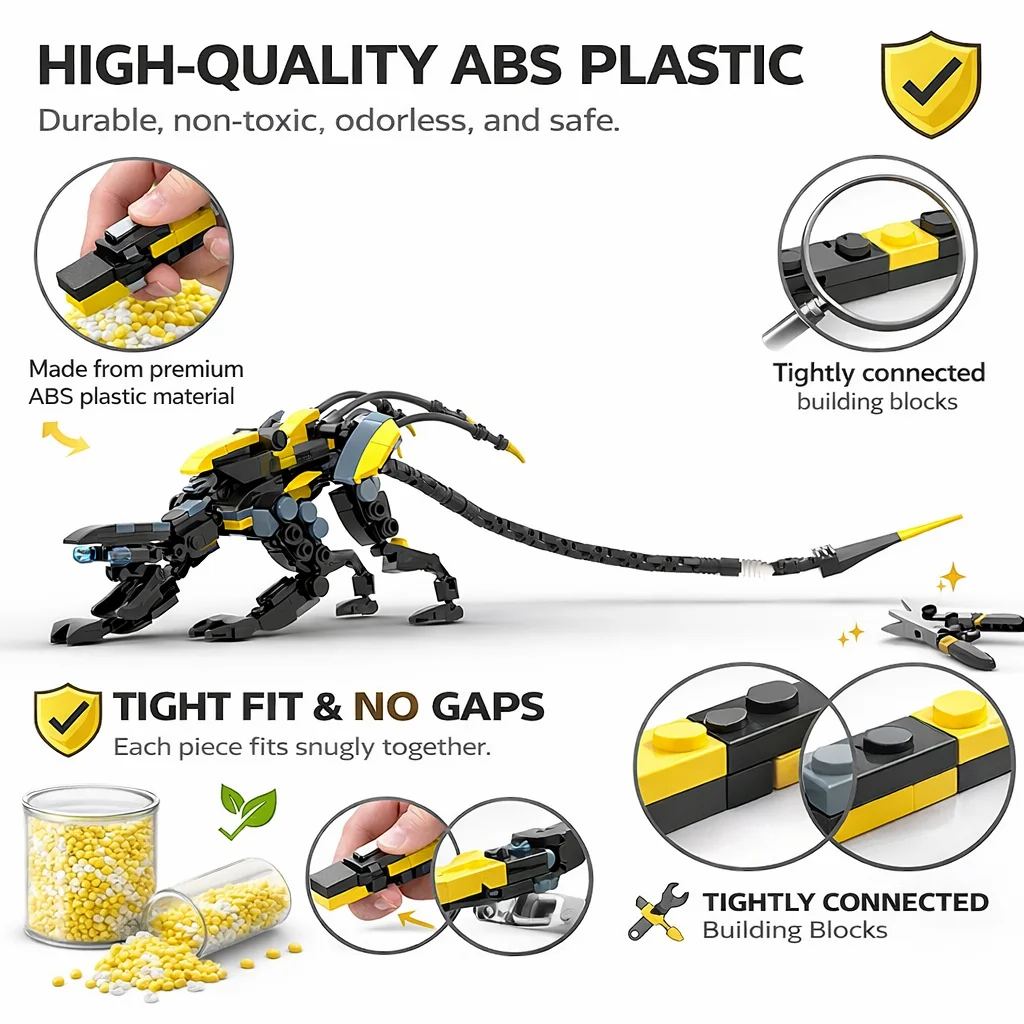 MOC Mechanical Panther Building Blocks Bionic Mecha Animal Model Flexible Joints DIY Assembly Toy Display Gift for Kids Adults