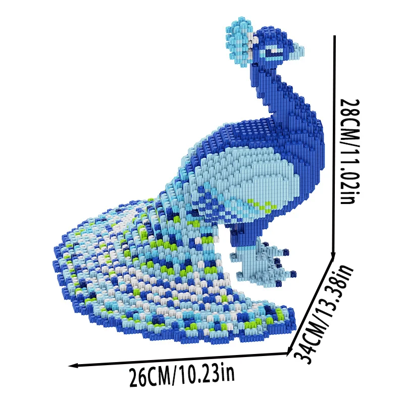 5420-Piece Peacock Building Block Model Animal Creative Decoration Room Ornament Birthday/Halloween/Valentine's Day/Christmas Eve Holiday Gift