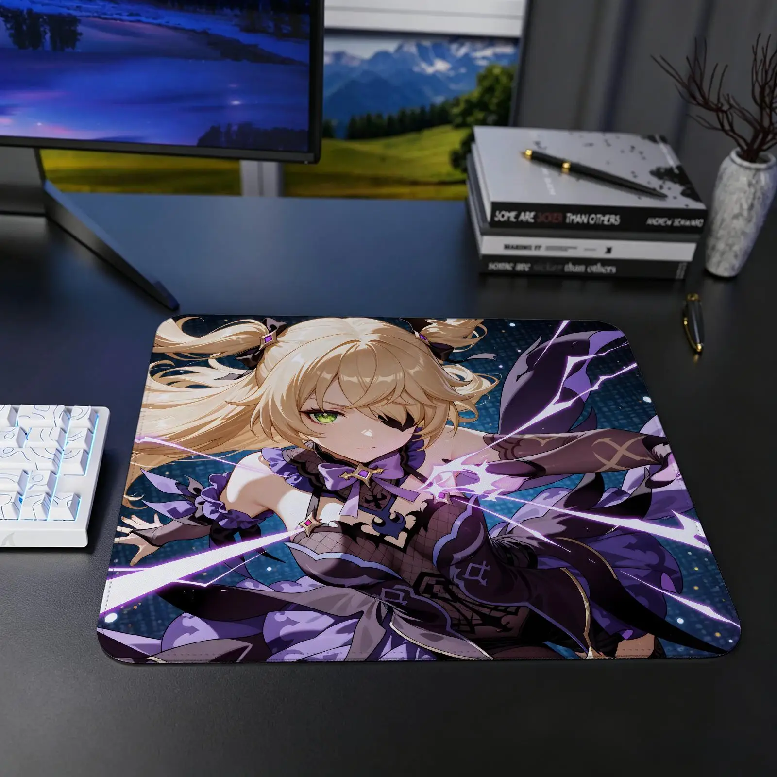 Genshin Impact Fischl Mouse Pad Regular gaming mouse pad S/M/L size Office mouse pad Laptop desk mat Stitched edge mouse pad