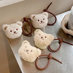 Cute Stuffed Plush Bear Earphone Case For AirPods 1 2 3 4 Pro Soft Bluetooth Headset Cover Case for Apple AirPod 2 with Keyring