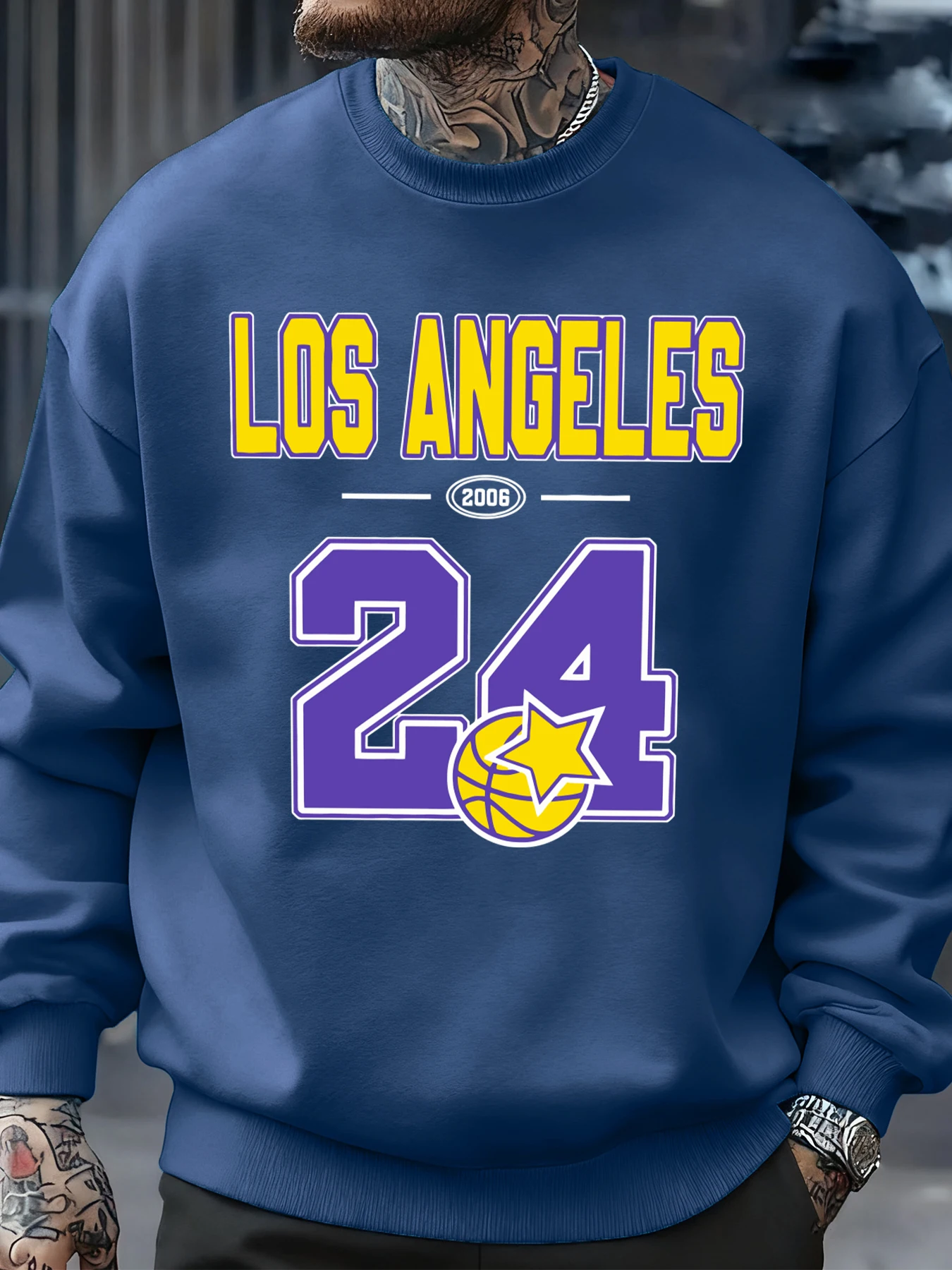 Los Angeles Nummer 24, Jersey, bedrucktes Herren-Sweatshirt, Hip-Hop-Sportbekleidung, Fleece, modisch, Top, Straßenkleidung, lässiger Herbstpullover