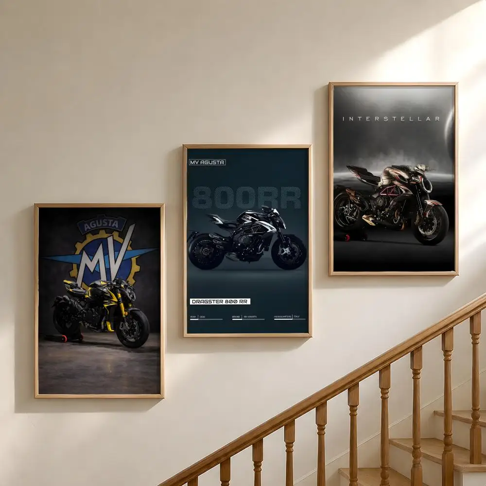 Motorcycle MV Agusta Superbike Poster Waterproof HD Modern Peel And Stick Wall Decor Bedroom Living Room Dorm Office