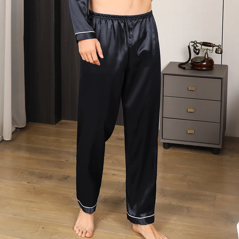 Men's Ice Silk Sleeping Pants Summer Large Casual Solid Color Comfortable Loose Breathable Spring and Autumn Home Pants