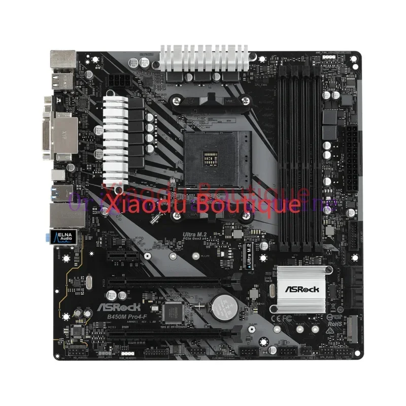 FOR ASRock B450M Pro4-F Motherboard AMD B450 Socket AM4 DDR4 Ryzen Micro ATX M.2 DVI