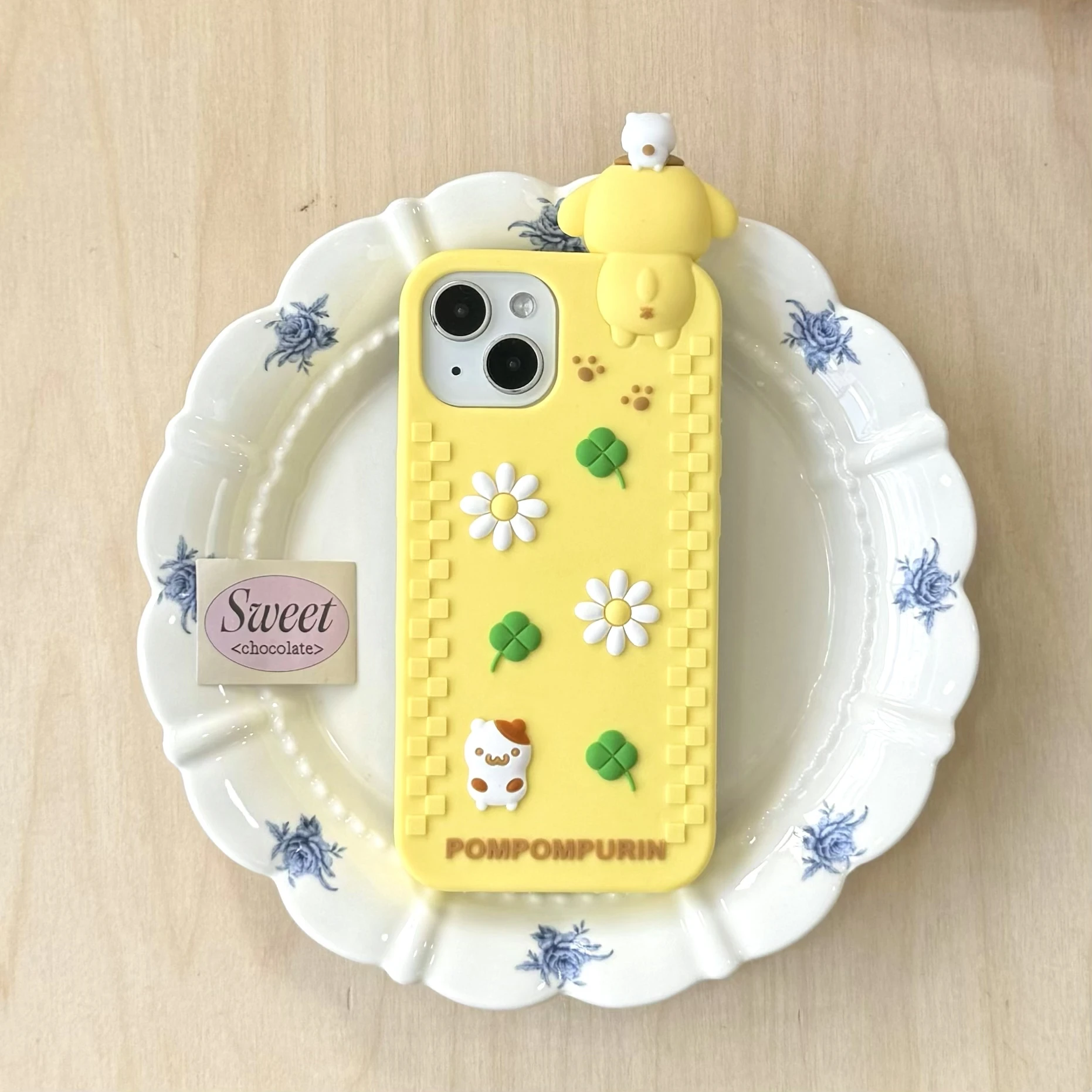 

2025 Bright Yellow Sanrio Super Cartoon Pom Pom Purin Silicone Gel Comfortable Case For iPhone16 13 14 15 Pro Max Anti Drop Case