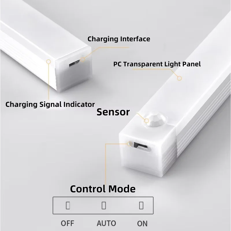 8/6/3/1pcs LED Motion Sensor Light Wireless LED Night Light Type C Rechargeable Light Cabinet Wardrobe Lamp Night LIght Lamps