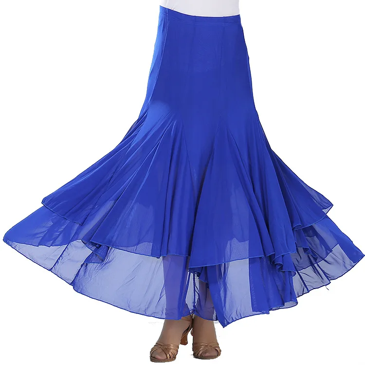 Vestido de dança latina adulto feminino personalizado moderno saia grande desempenho dança quadrada valsa dança de salão meia saia trajes