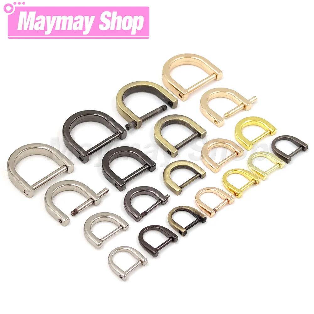 1pcs 10mm-20mm Metal D Ring Buckle Detachable Open Screw Shackle Clasp For Leather Craft Bag Strap Belt Handle Shoulder Webbing