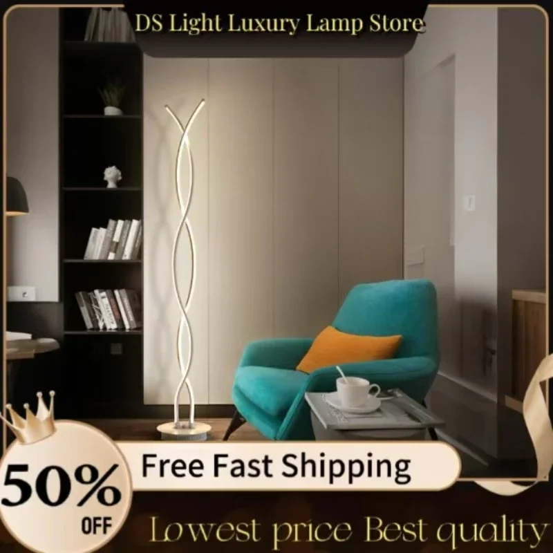 Modern Creative Twisted Floor Lamp Minimalist Night Light RGB Acrylic Table Lamps for Lounge Sofa Bedroom